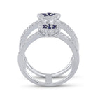 14kt White Gold Blue Sapphire and Diamond Negative Space Fashion Ring - Splendid Jewellery - Splendid Jewellery