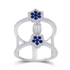 14kt White Gold Blue Sapphire and Diamond Negative Space Fashion Ring - Splendid Jewellery - Top View