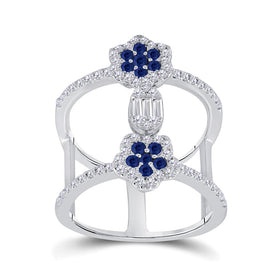 14kt White Gold Blue Sapphire and Diamond Negative Space Fashion Ring - Splendid Jewellery - Top View