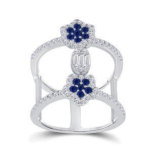 14kt White Gold Blue Sapphire and Diamond Negative Space Fashion Ring - Splendid Jewellery - Splendid Jewellery