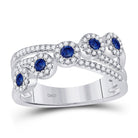 14kt White Gold Blue Sapphire Crossover Band Ring: A Captivating Gemstone Delight - Splendid Jewellery