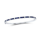 14kt White Gold Blue Sapphire Diamond Bangle Bracelet - Exquisite Elegance - Splendid Jewellery