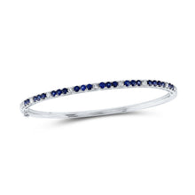 Load image into Gallery viewer, 14kt White Gold Blue Sapphire Diamond Bangle Bracelet - Exquisite Elegance - Splendid Jewellery