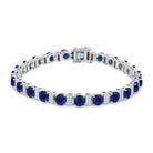 14kt White Gold Blue Sapphire Diamond Tennis Bracelet - Exquisite Elegance - Splendid Jewellery