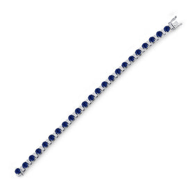 14kt White Gold Blue Sapphire Diamond Tennis Bracelet - Exquisite Elegance - Splendid Jewellery