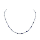 14kt White Gold Blue Sapphire Diamond Tennis Necklace - A Mesmerizing Symphony of Elegance - Splendid Jewellery