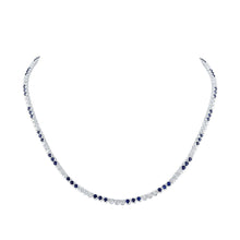 Load image into Gallery viewer, 14kt White Gold Blue Sapphire Diamond Tennis Necklace - A Mesmerizing Symphony of Elegance - Splendid Jewellery
