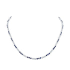 14kt White Gold Blue Sapphire Diamond Tennis Necklace - A Mesmerizing Symphony of Elegance - Splendid Jewellery