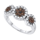 14kt White Gold Brown Diamond Cluster Ring - A Captivating Masterpiece of Elegance and Brilliance - Splendid Jewellery