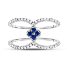 Load image into Gallery viewer, 14kt White Gold Clover Blue Sapphire Fashion Ring - Splendid Jewellery