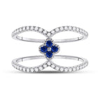 14kt White Gold Clover Blue Sapphire Fashion Ring - Splendid Jewellery