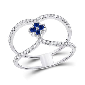 14kt White Gold Clover Blue Sapphire Fashion Ring - Splendid Jewellery