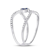 Load image into Gallery viewer, 14kt White Gold Clover Blue Sapphire Fashion Ring - Side View