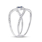 14kt White Gold Clover Blue Sapphire Fashion Ring - Side View