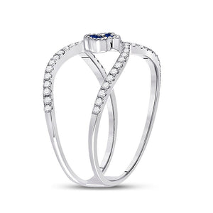 14kt White Gold Clover Blue Sapphire Fashion Ring - Splendid Jewellery