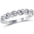 14kt White Gold Crescent Sparkle Stackable Band Ring - Top View