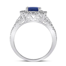Load image into Gallery viewer, 14kt White Gold Cushion Blue Sapphire Diamond Halo Fashion Ring - Splendid Jewellery