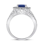 14kt White Gold Cushion Blue Sapphire Diamond Halo Fashion Ring - Splendid Jewellery