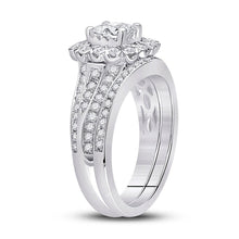 Load image into Gallery viewer, 14kt White Gold Cushion Diamond Bridal Wedding Ring Band Set 1-1/2 Cttw - Second Side View