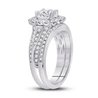 14kt White Gold Cushion Diamond Bridal Wedding Ring Band Set 1-1/2 Cttw - Second Side View