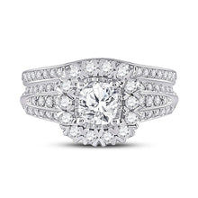 Load image into Gallery viewer, 14kt White Gold Cushion Diamond Bridal Wedding Ring Band Set 1 - 1/2 Cttw | Enchanting Eternity - Splendid Jewellery