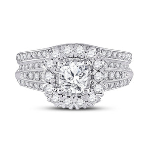 14kt White Gold Cushion Diamond Bridal Wedding Ring Band Set 1 - 1/2 Cttw | Enchanting Eternity - Splendid Jewellery