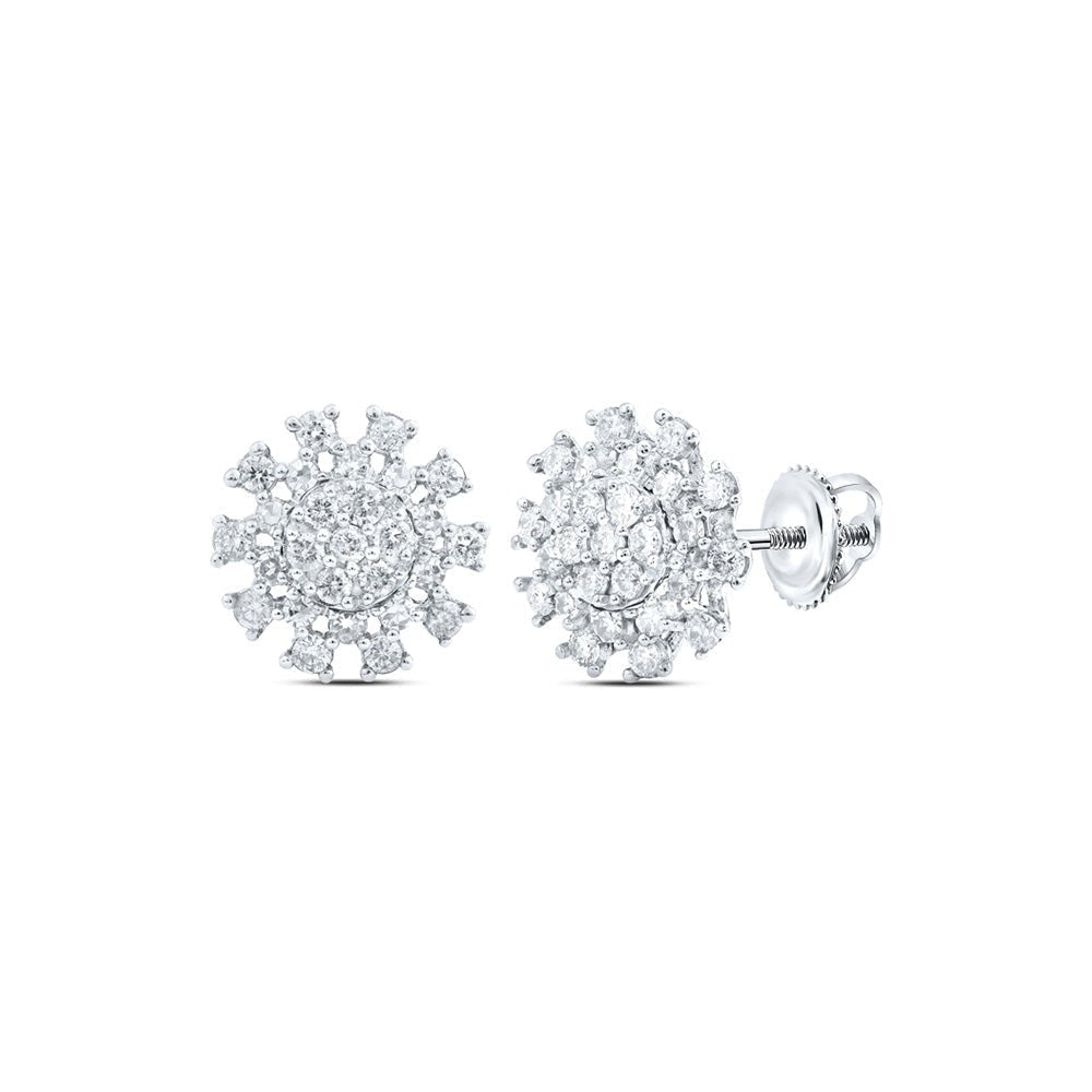 14kt White Gold Dazzling Diamond Cluster Earrings - Splendid Jewellery
