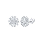 14kt White Gold Dazzling Diamond Cluster Earrings - Splendid Jewellery