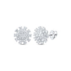 14kt White Gold Dazzling Diamond Cluster Earrings - Splendid Jewellery