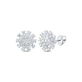 14kt White Gold Dazzling Diamond Cluster Earrings - Splendid Jewellery