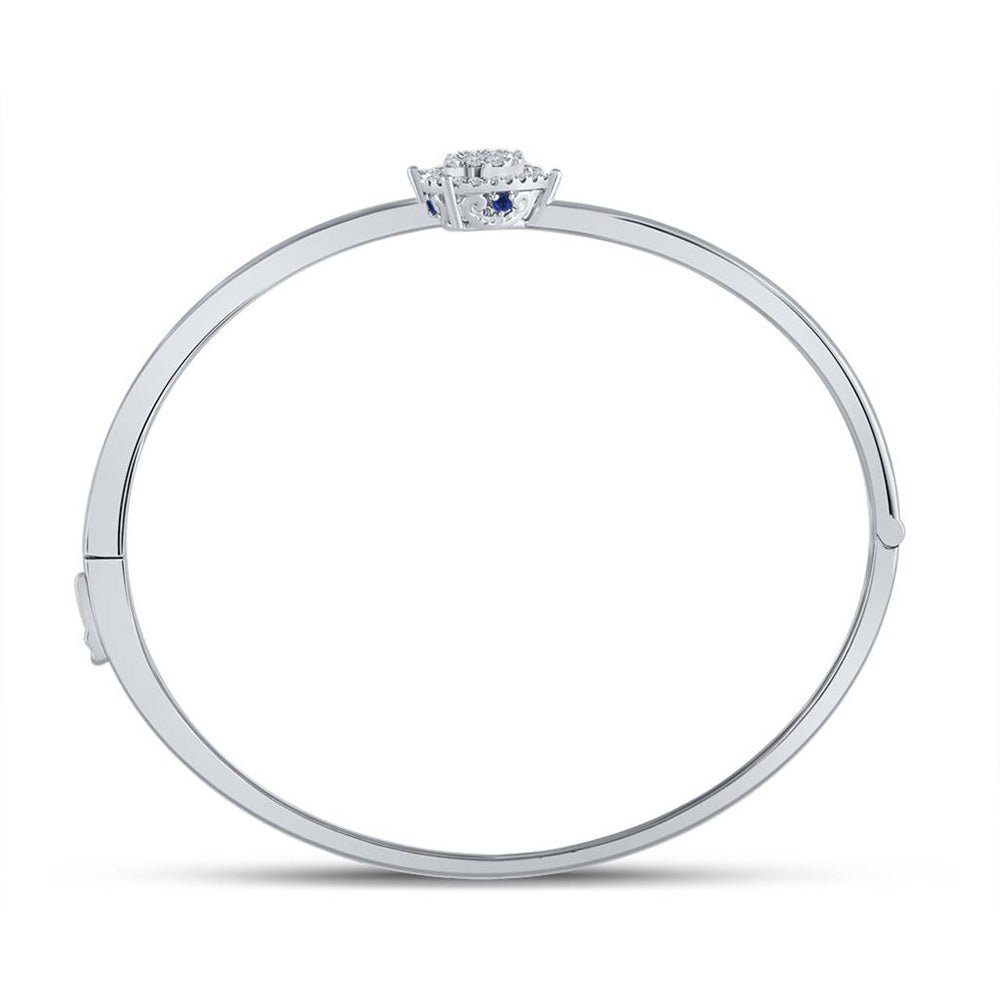 14kt White Gold Diamond and Blue Sapphire Bypass Cluster Bracelet - Splendid Jewellery