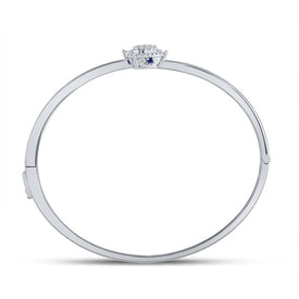 14kt White Gold Diamond and Blue Sapphire Bypass Cluster Bracelet - Splendid Jewellery