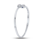 14kt White Gold Diamond and Blue Sapphire Bypass Cluster Bracelet - Splendid Jewellery