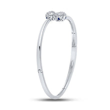Load image into Gallery viewer, 14kt White Gold Diamond and Blue Sapphire Bypass Cluster Bracelet - Splendid Jewellery