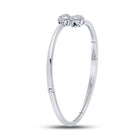 14kt White Gold Diamond and Blue Sapphire Bypass Cluster Bracelet - Splendid Jewellery