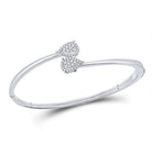 14kt White Gold Diamond and Blue Sapphire Bypass Cluster Bracelet - Splendid Jewellery