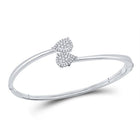 14kt White Gold Diamond and Blue Sapphire Bypass Cluster Bracelet - Splendid Jewellery