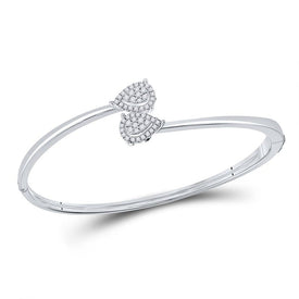 14kt White Gold Diamond and Blue Sapphire Bypass Cluster Bracelet - Splendid Jewellery