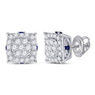 14kt White Gold Diamond and Blue Sapphire Cluster Earrings: A Mesmerizing Fusion of Brilliance and Elegance - Splendid Jewellery