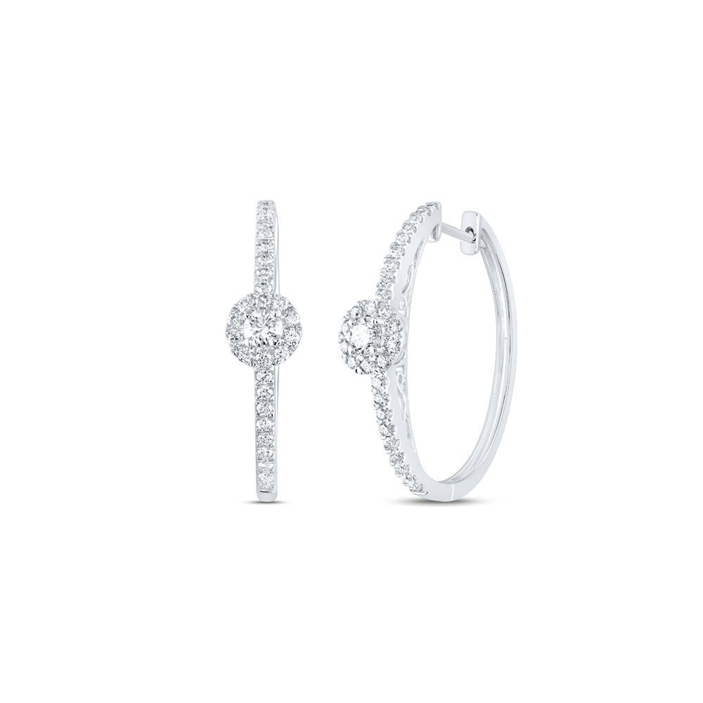 14kt White Gold Diamond and Blue Sapphire Hoop Earrings - A Captivating Fusion of Elegance and Brilliance - Splendid Jewellery
