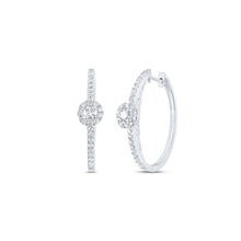 Load image into Gallery viewer, 14kt White Gold Diamond and Blue Sapphire Hoop Earrings - A Captivating Fusion of Elegance and Brilliance - Splendid Jewellery