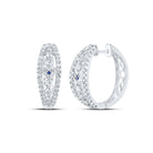 14kt White Gold Diamond and Blue Sapphire Hoop Earrings - A Dazzling Symphony of Elegance - Splendid Jewellery