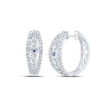 Load image into Gallery viewer, 14kt White Gold Diamond and Blue Sapphire Hoop Earrings - A Dazzling Symphony of Elegance - Splendid Jewellery