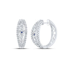 14kt White Gold Diamond and Blue Sapphire Hoop Earrings - A Dazzling Symphony of Elegance - Splendid Jewellery