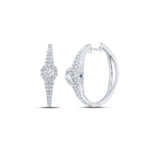 Load image into Gallery viewer, 14kt White Gold Diamond and Sapphire Captivating Hoop Earrings - Splendid Jewellery