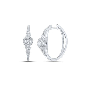 14kt White Gold Diamond and Sapphire Captivating Hoop Earrings - Splendid Jewellery