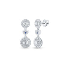 14kt White Gold Diamond and Sapphire Dangle Earrings - Timeless Elegance - Splendid Jewellery