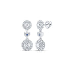 14kt White Gold Diamond and Sapphire Dangle Earrings - Timeless Elegance - Splendid Jewellery