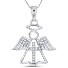 14kt White Gold Diamond Angel Cross Pendant: A Divine Symbol of Elegance and Faith  Side View from Splendid Jewellery