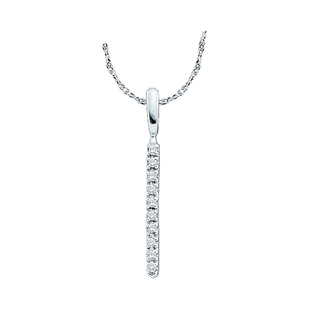 14kt White Gold Diamond Bar Pendant - Timeless Elegance and Exquisite Design - Splendid Jewellery